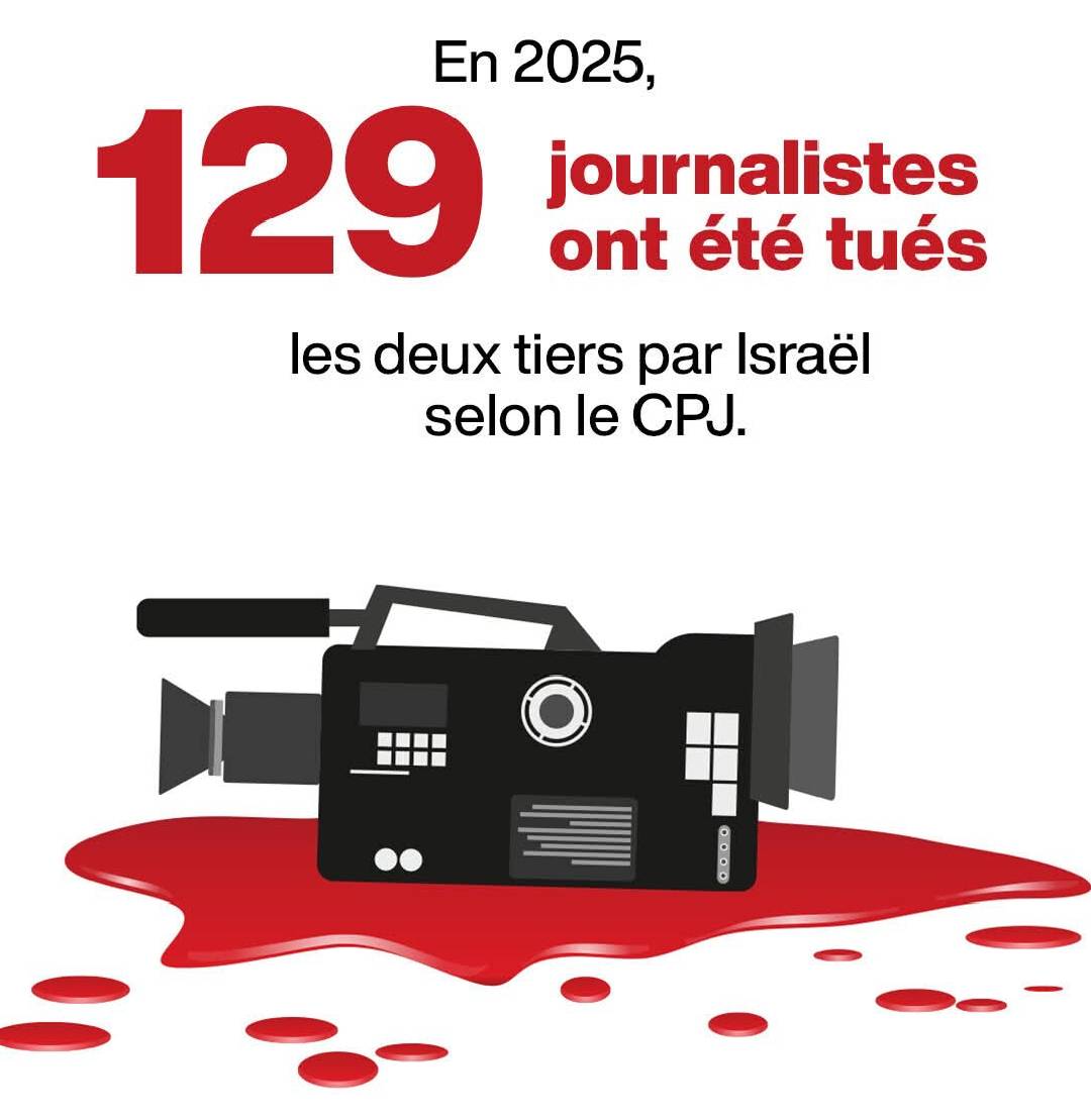 Au total 129 journalistes tués en 2025, Israël pointé du doigt